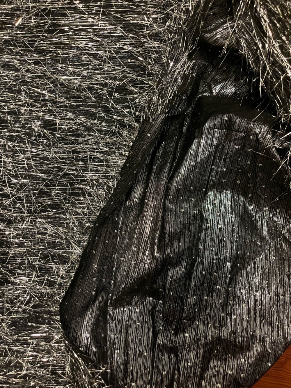 Metallic Eyelash Fabric - Black with Silver Lurex- 1.5 yards - 60” width